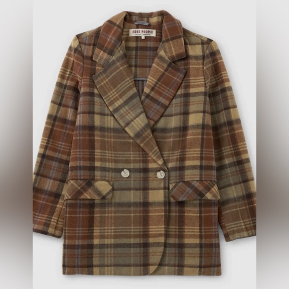 Free People Mari Plaid Blazer Jacket - Picture 6 of 16